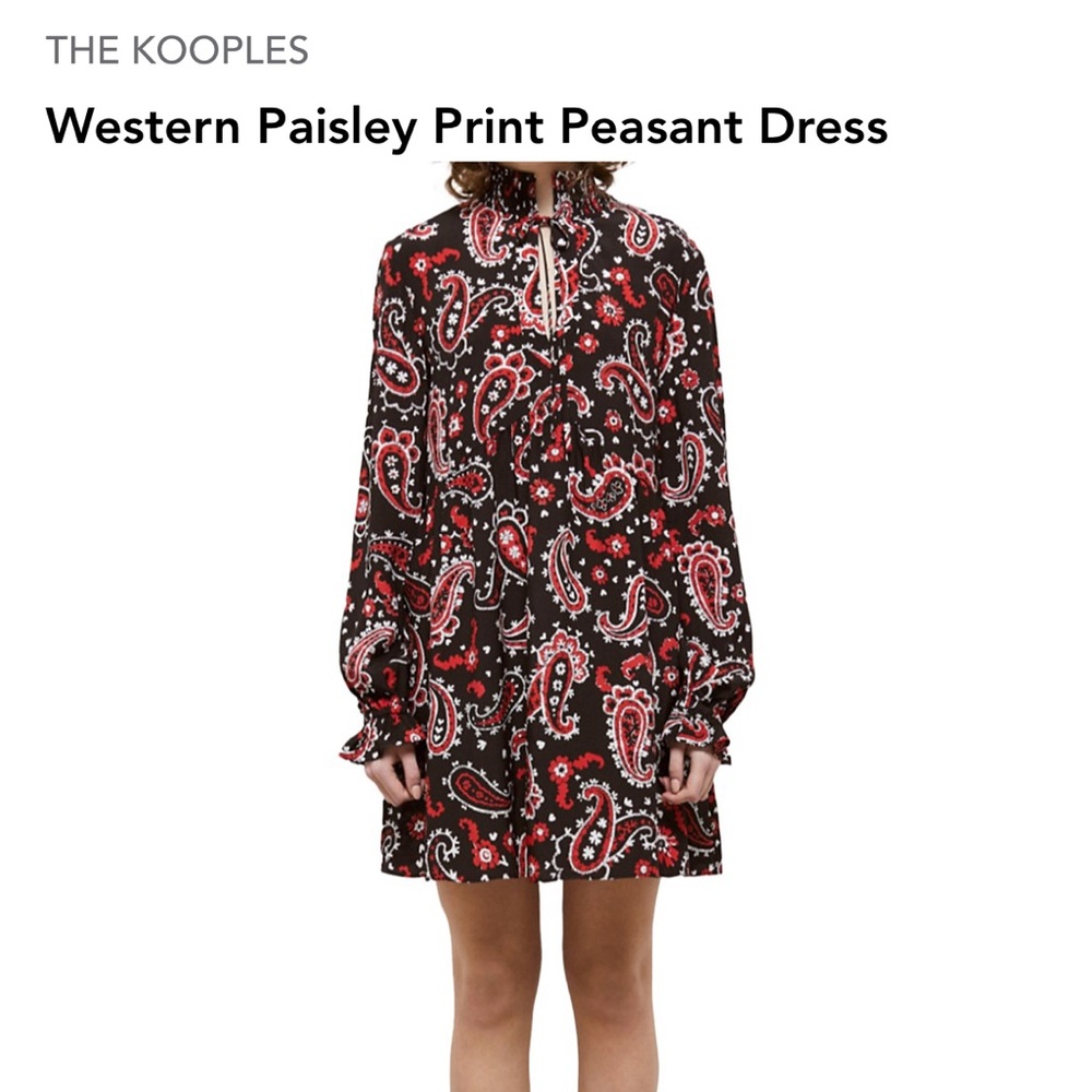 The Kooples Western Print Paisley Red/Black/White Dress